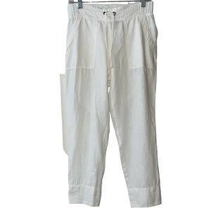 Athleta Women’s Bali Linen Ankle Pants in White Sz 2